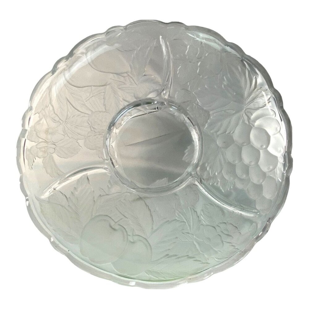 Home Beautiful Garden Harvest Clear Frosted Pattern Serving Tray Mint Condition